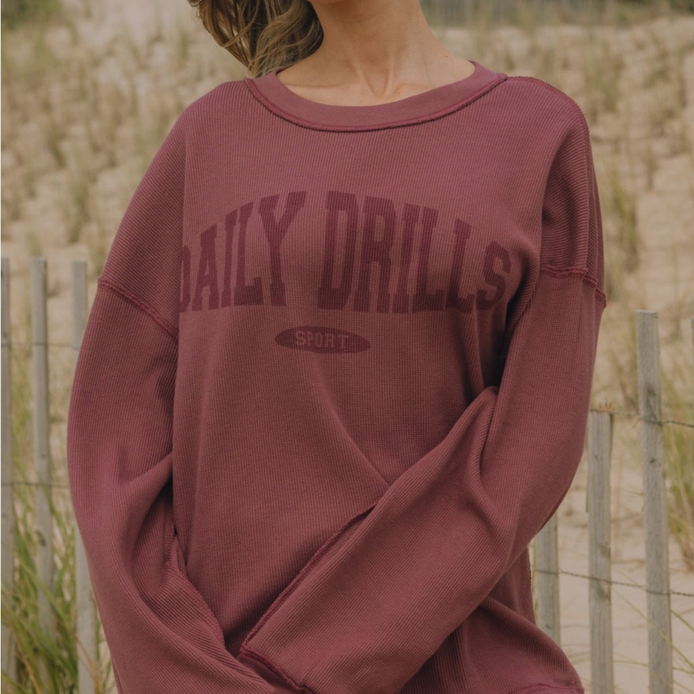 Oversized Sport Thermal - Wine with Monochrome Patch